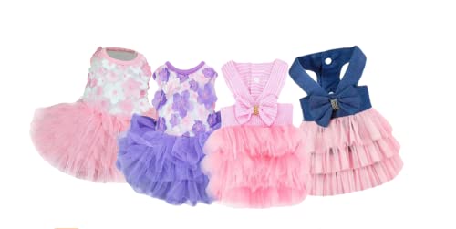 Roupas elegantes para cães de estimação, vestido de princesa de cachorrinho de malha listrada(Purple