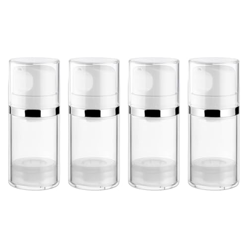 Refillable Airless Pump Dispenser Bottles for Lotion, Shampoo & Toiletries, 4 Pcs 50ml/1.7oz Travel Cosmetic Containers, Leak-Proof & BPA-Free - Orevan