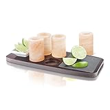 Final Touch Tequila Board with Himalayan Salt Shot Glasses, 7 Piece Set (TQ7401)