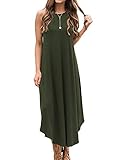 Halife Womens Spaghetti Strap Maxi Dress Casual Loose Sleeveless Long Summer Dress Army Green M