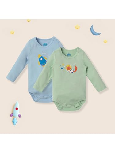 Image of Nautinati Baby Girls 100% Cotton Graphic Printed Pack of 2 Bodysuits /Onsies | Age 0-2 Years