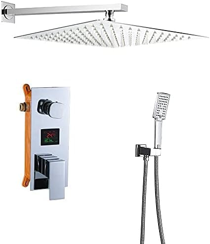 de Ducha de Pared con Grifo, Pantalla Digital cromada de 12 Pulgadas, de Ducha Tipo Lluvia con Grifo Mezclador para bañera (Juego de Ducha de 10 Pulgadas)