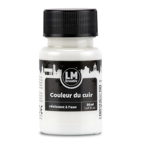 LM-Kreativ Teinture pour Cuir Blanche 50 ml de Qualité Supérieure pour l'Entretien et la Réparation, Idéale pour les Baskets, Chaussures et Sacs