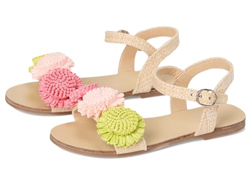 Janie and Jack Girl's Straw Flowered Sandal (Toddler/Little Big Kid) Flat
