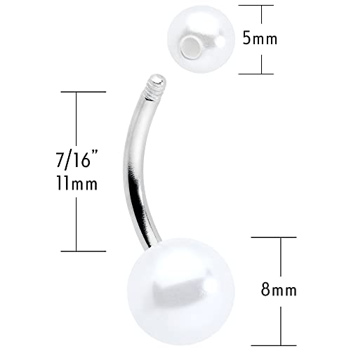 Body Candy Stainless Steel White Shining Orb Belly Button Ring #TOP4