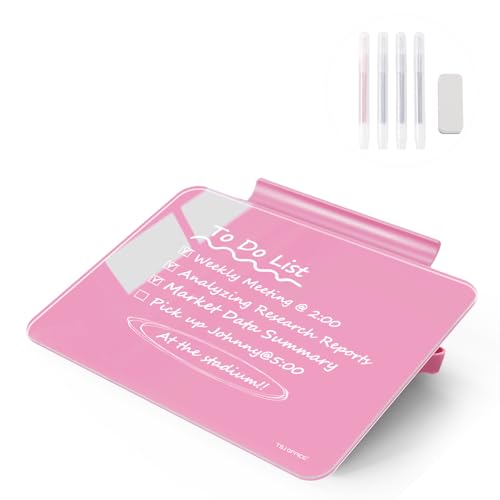 Image of TSJ OFFICE Small Desktop Whiteboard - Glass Dry Erase Board 8 X 6 Inches Tabletop Easel Whiteboard with Stand, Desk Board Buddy for Artist, Teacher and Student