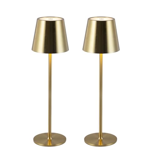 CATAVANA-Lot de 2 Lampes de table sans fil - Rechargeables LED pour Intérieur/Extérieur-Cable USB-C - Lampe Tactile avec Variateur - Couleur de Lumière...