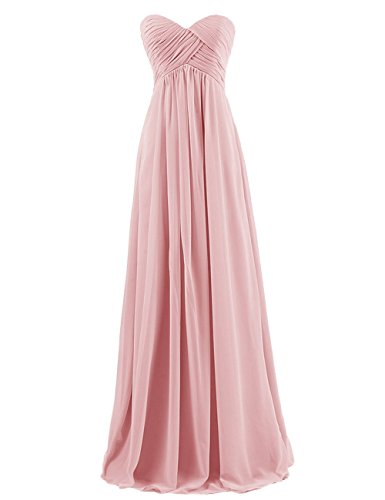 Ouman Sweetheart Bridesmaid Chiffon Prom Dress Long Evening Gown Blush S