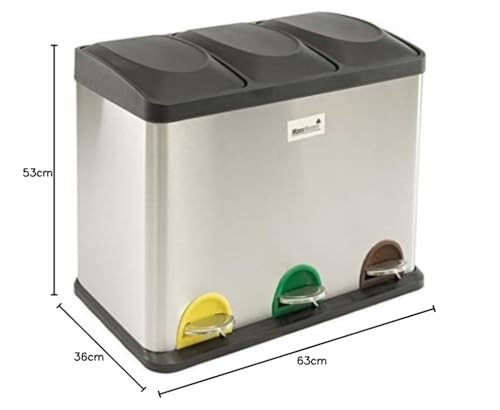 MaxxHome maxx Cubo de basura con sistema de separación de residuos (15 L, 15 L y 15 L, acero inoxidable)