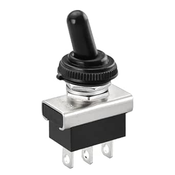 Waterproof On-Off-On Toggle Switch (SPDT) - 12V 25A, Panel Mount With Quick Connect Terminals