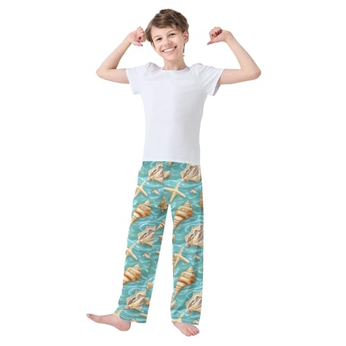 Pajama Bottoms, Pajamas Long Pant Sea Shells Lounge Wear Casual Green Sleep Pants Soft Pjs Sleepwear2