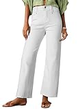 Astylish Wide Leg Jeans for Women Trendy High Waisted Bootcut Jeans Denim Pants Stretchy Baggy with Patch Pockets White Size 4