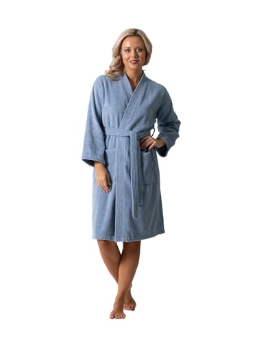 Image of Luxurious Turkish Terry Kimono Collar Super-Soft Terry Absorbent Bathrobes for Women