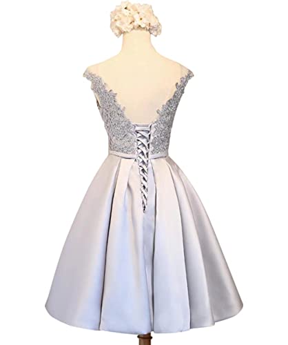 Short Homecoming Dresses Lace Floral Lace Up Prom Party Dresses For Wedding Champagne Size 2 #TOP1