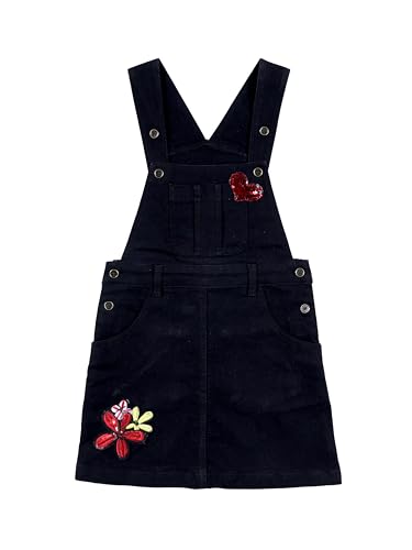 Image of KiddoPanti Girls Solid A-Line Fit Pinafore 5 Pocket Denim Dungaree Skirt