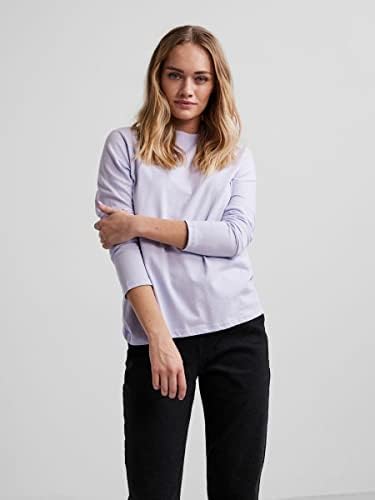 PIECES Maglietta Maniche Lunghe Donna In Cotone Biologico: Pcria LS New Tee Noos BC