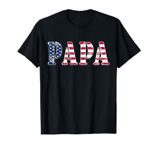 Vintage Papa American Flag 4th of July T-Shirt