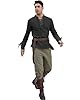 YAOBAOLE Men Henley Shirt Medieval Classic Linen Henley Shirt Men Scottish Ghillie Black L #3