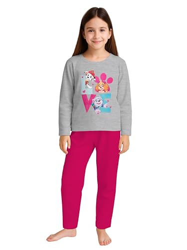 Paw Patrol Schlafanzug für Mädchen - Kinder Pyjama Set Langarm Oberteil mit Hose Pink/Grau (DE/NL/SE/PL, Numerisch, 98, 104, Regular, Pink/Grau)