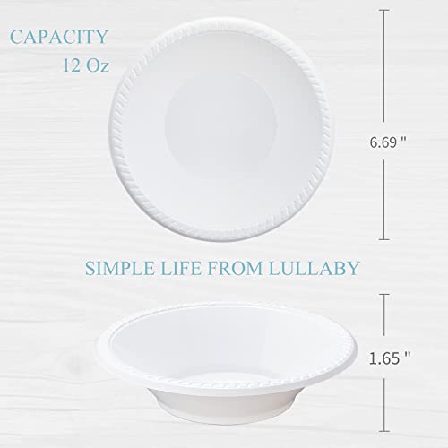Lullaby 72 Pack White Plastic Disposable Bowls 12Oz, Disposable Soup Bowls, Salad Bowls For Party & Daily Use #TOP1