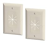 DataComm Electronics 45-0017-LA-2PK (2 Pack) Split Style TV Plate with Flexible AV/HDMI Cable Pass-Through - Lite Almond
