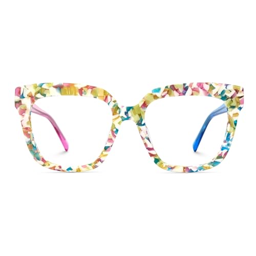 Image of Zeelool Glasses Frame for Women, Square Fashion Eyeglasses Eyewear Frame with Non-prescription Clear Lens & Spring Hinges ZJGA716969-06, Medium, Yellow