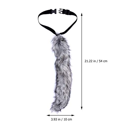Milisten Fox Faux Fur Tail Cosplay Halloween Party Costume Tail Vivid Lifelike Adult Teen Costume Animal Tail (Dark Grey) - Image 2