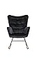 byLIVING Schaukelstuhl Richie/gepolsterter Relax-Sessel/Samt Bezug schwarz mit Steppung/Metall-Gestell matt schwarz/Kufen aus Buche/Wippstuhl/Schwingsessel/B 72, H 92, T 92 cm