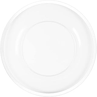 EcoQuality 13" inch Round Clear Plastic Charger Plates with White Rim - China Like Party Plates, Heavy Duty Large Disposable Dinner Plates, Reusable Salad Plate, Wedding, Catering, Events (20 PACK)