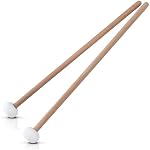 2Pcs Snare Drum Timpani Stick, 15 Inch Length Wool Felt Head Drum Stick with Wooden Handle, White Multi-Purpose Bass Drum Mallet for Musical Instrument Accessories