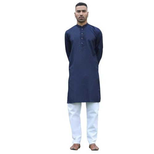 Image of KRAFT INDIA Men's Cotton Kurta Pyjama Set | Woven Design Traditional Ethnic Wear | Festive, Wedding & Casual Outfit | Comfortable & Breathable Fabric