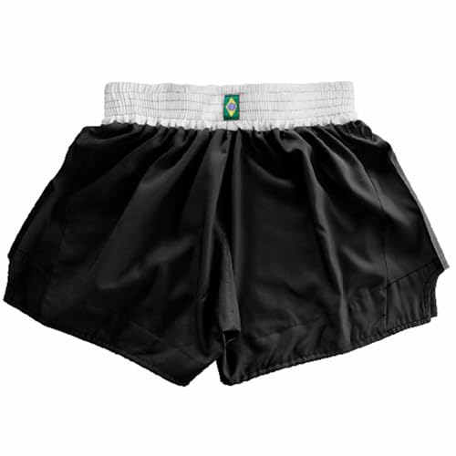 Calção Short Muay Thai Kickboxing, Caveira War, Preto/Branco, Ref-20 - M