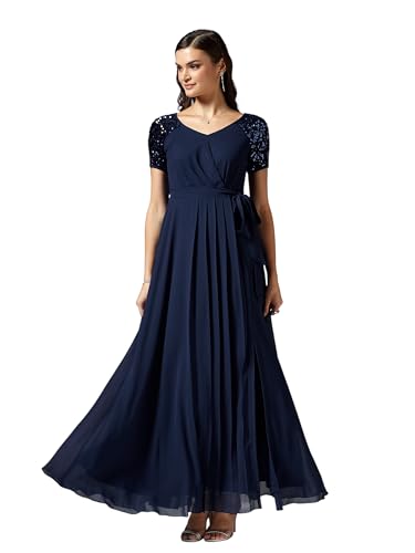 Robe décontractée pour femme Miss Chase en coton léger bleu marine