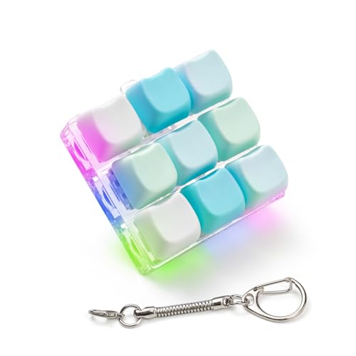 Keyboard Fidget Toy - Fidget Keychain with Led Light Button