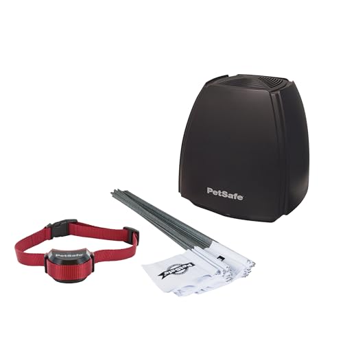 PetSafe, Clôture Anti-Fugue sans Fil Stay & Play de pour Chiens têtus, Collier étanche et Rechargeable, Couverture Circulaire de 3 000 m², 5 Niveaux de...