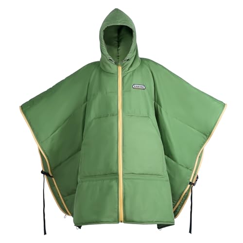 Hooded Poncho Blanket, Wearable Camping Blankets, Large Poncho Windproof & Water-Repellent, 75 x 55 inch, Portable & Warm, for Outdoor, Sports, Concerts, Travel, Picnic, Car, Stadium, Hunting (Green) by Kanyak - Used condition - US$18.99