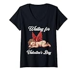Photo Gallery donna aspettando san valentino retro single cupido uomini donne bambini maglietta con collo a v Photo Gallery donna aspettando san valentino retro single cupido uomini donne bambini maglietta con collo a v
