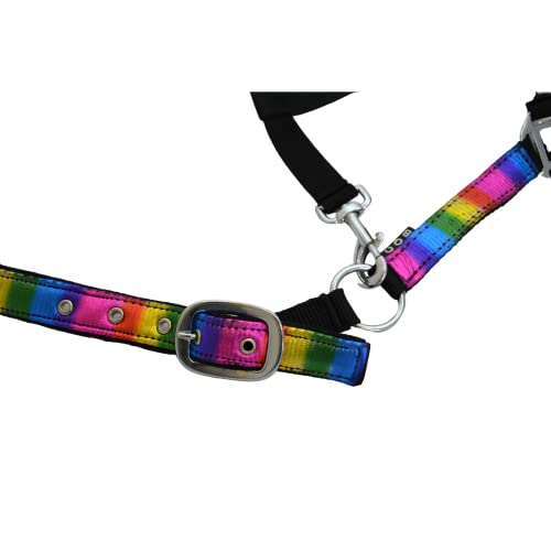 Kantar Start RainbowCloth dla koni | Regulowany kantar w tęczowym wzorze | Wielokolorowy kantar dla konia i kuca (Pony, Wielokolorowy)