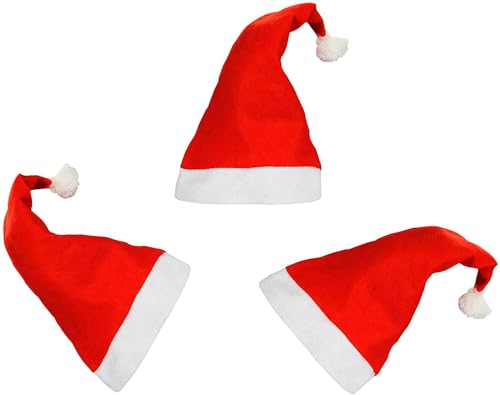 Image of Niku Santa Christmas Cap Hat for Adult & Kids | Family Pack of 3 | Comfortable Soft | Christmas Decorations Items