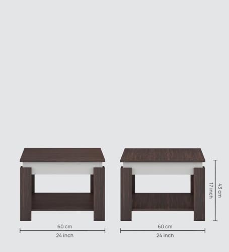 Image of Alex Center Table | Engineered Wood | Choco Walnut Finish | Modern Living Room Coffee Table with Open Shelf Storage | Knock-Down Assembly | 3-Year Warranty