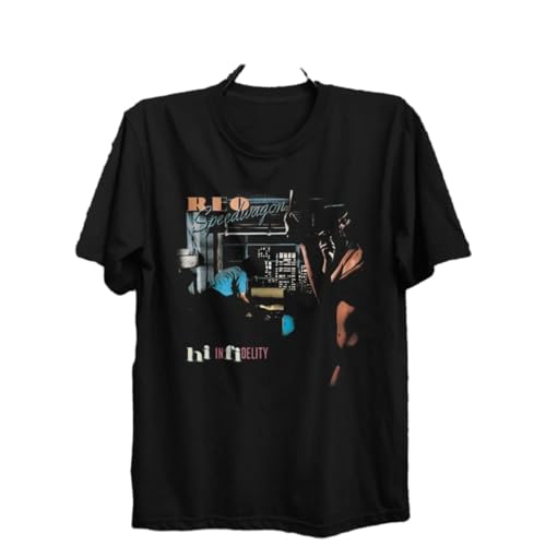 GUEWBF Hi Infidelity Album by REO Speedwagon T Shirt Kevin Cronin Bryan Hitt Dave AmatoBlack3XL
