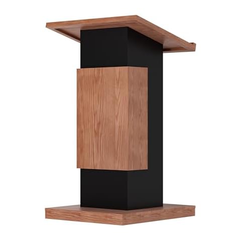 Mobile Podium Stand with Inclined Tabletop, Business Wooden Lecture Podium Reception Desk with Wire Hole, Portable Podium Stand for Meetings, Speeches, Classrooms, Churches Cover