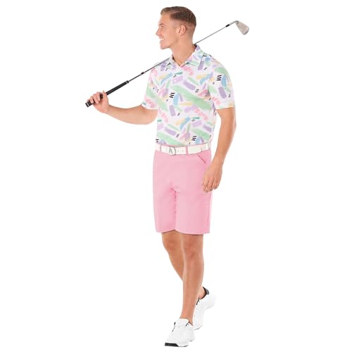 Royal & Awesome Men's Pastel Golf Shorts, Golf Shorts for Men Slim Fit, Funny Men Apparel, Crazy Bright Design, Colorful3