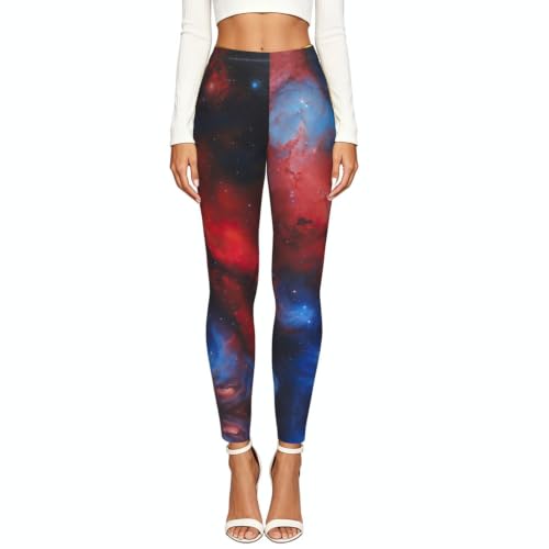 Leggings de compresión galaxia roja y azul ideales para running y yoga 2