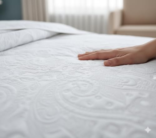 Miniatura 3 de Haradeco Colcha De Verano Blanco Cama 150, Con 2 Fundas Almohada, Colcha Multiuso Confeccionada Microfibra Cama 150, Blanca Floral, 1