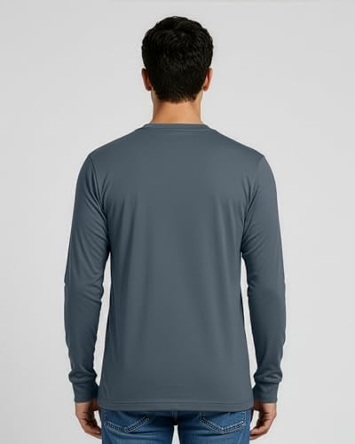 Image of Real Essentials 4 Pack: Men's Cotton Long Sleeve Crew Neck T-Shirt - Soft Work Casual Jersey Tees