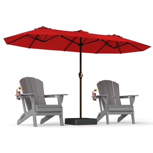 PatioKingdom 15FT Large Patio Umbrella with Base, Double Sided Rectangular