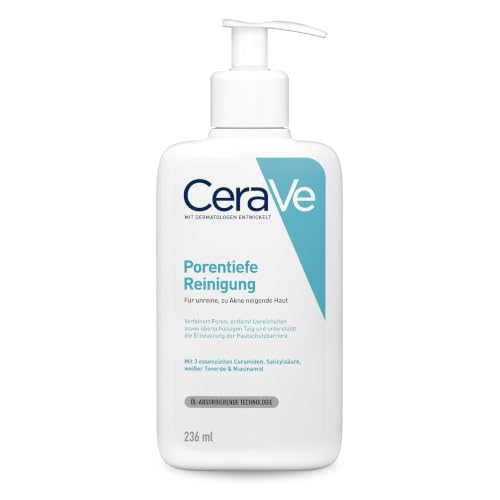 CeraVe Porentiefe Reinigung Waschgel für das Gesicht gegen Pickel, 236 ml | Für unreine Haut. Befreit Poren mit Salicylsäure & Tonerde. Dermatologisch getestet, Ohne Parfum
