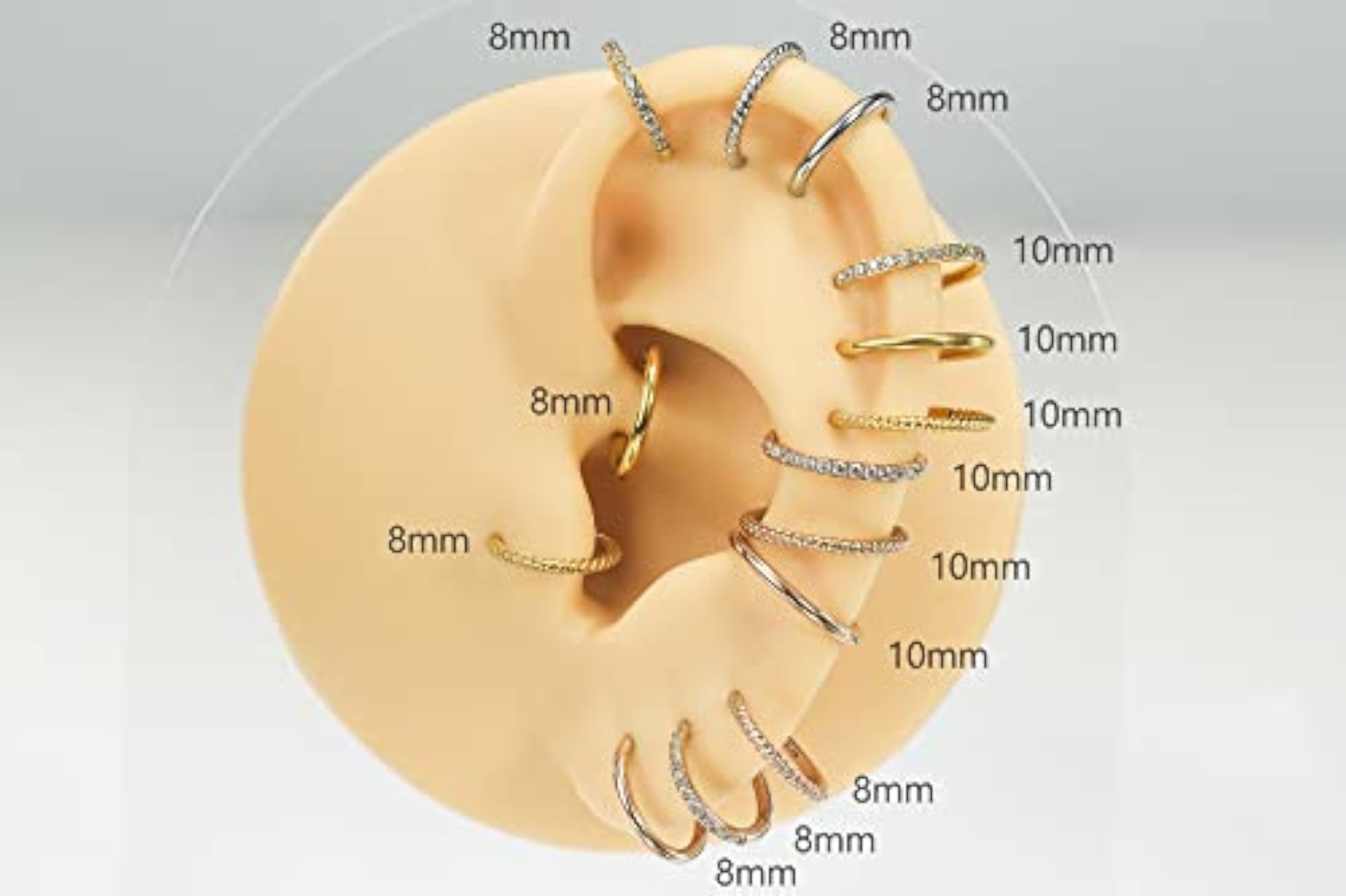 Hinged CZ Segment Nose Hoop Earrings, Body Piercing Jewelry
