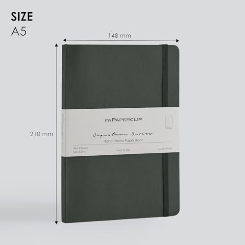 Image of myPAPERCLIP Signature Series A5 Dot Grid Notebook | 192 Pages, 90 GSM Recycled Paper | Soft Cover | A5 Size (5.83 x 8.27 in) | Bookmark & Elastic Closure | Bosco